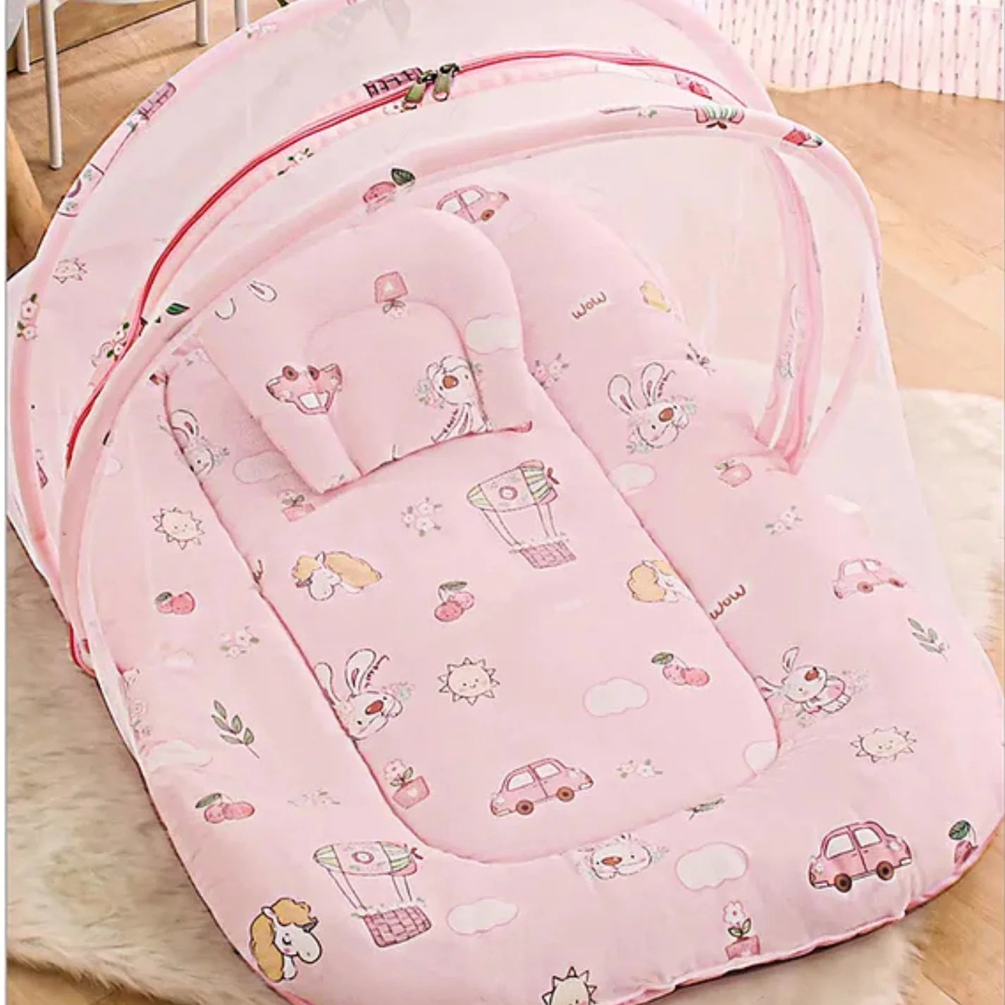Baby Bedding Set with Mosquito Net | Mattress and Pillow
