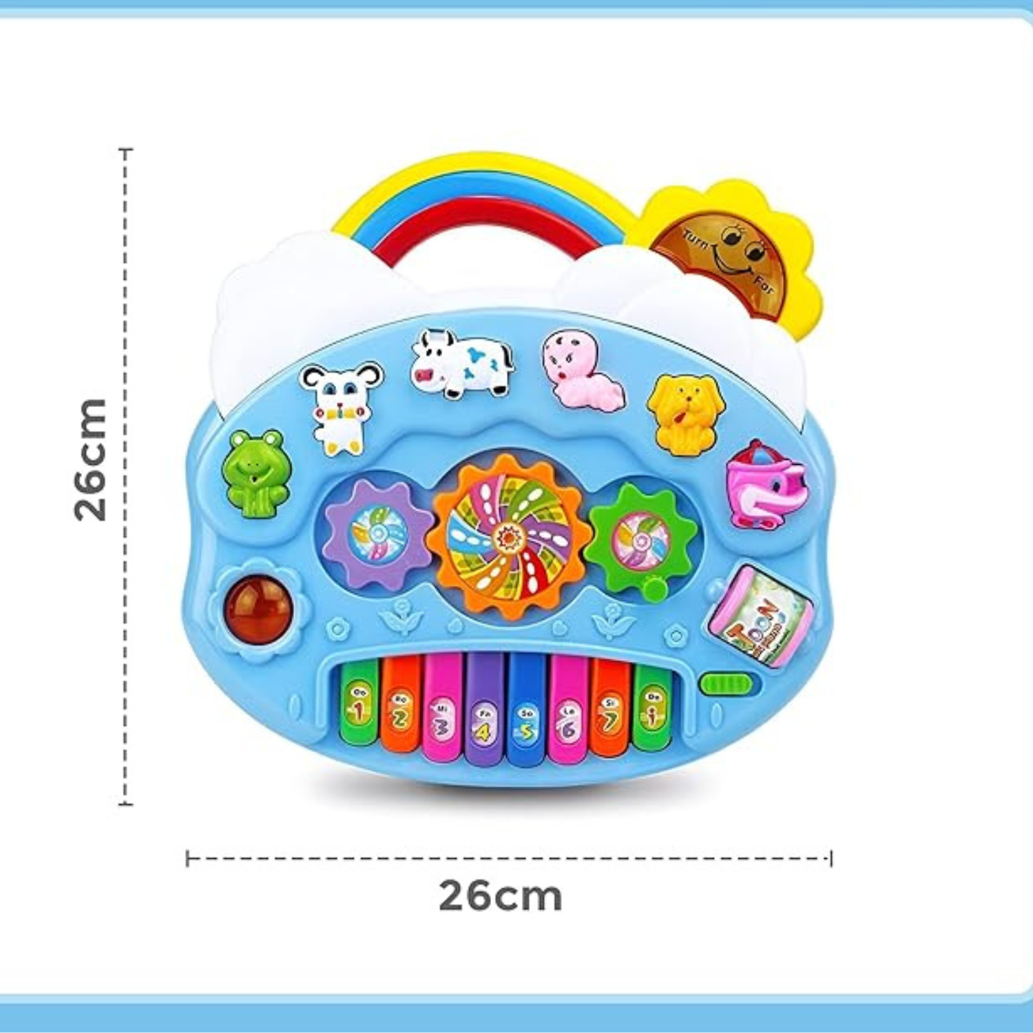 Rainbow Piano with Funny Animal Sounds, Music and Lights Early Learning Educational Toy for for Toddlers Birthday Gifts for Kids Boys Girls 3+