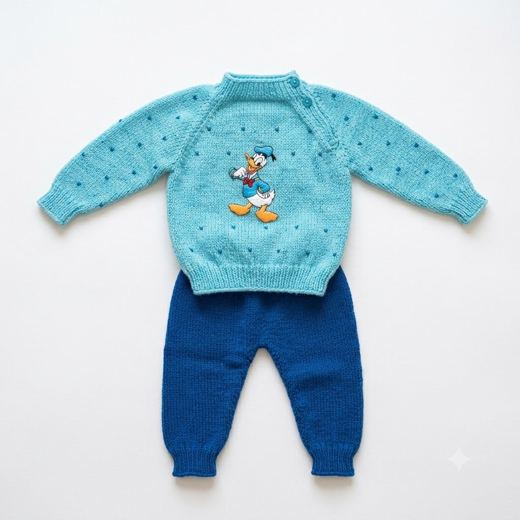 Premium Hand Knitted Sweater Set with Soft Wool Knit & Cozy Winter Bottom Wear
