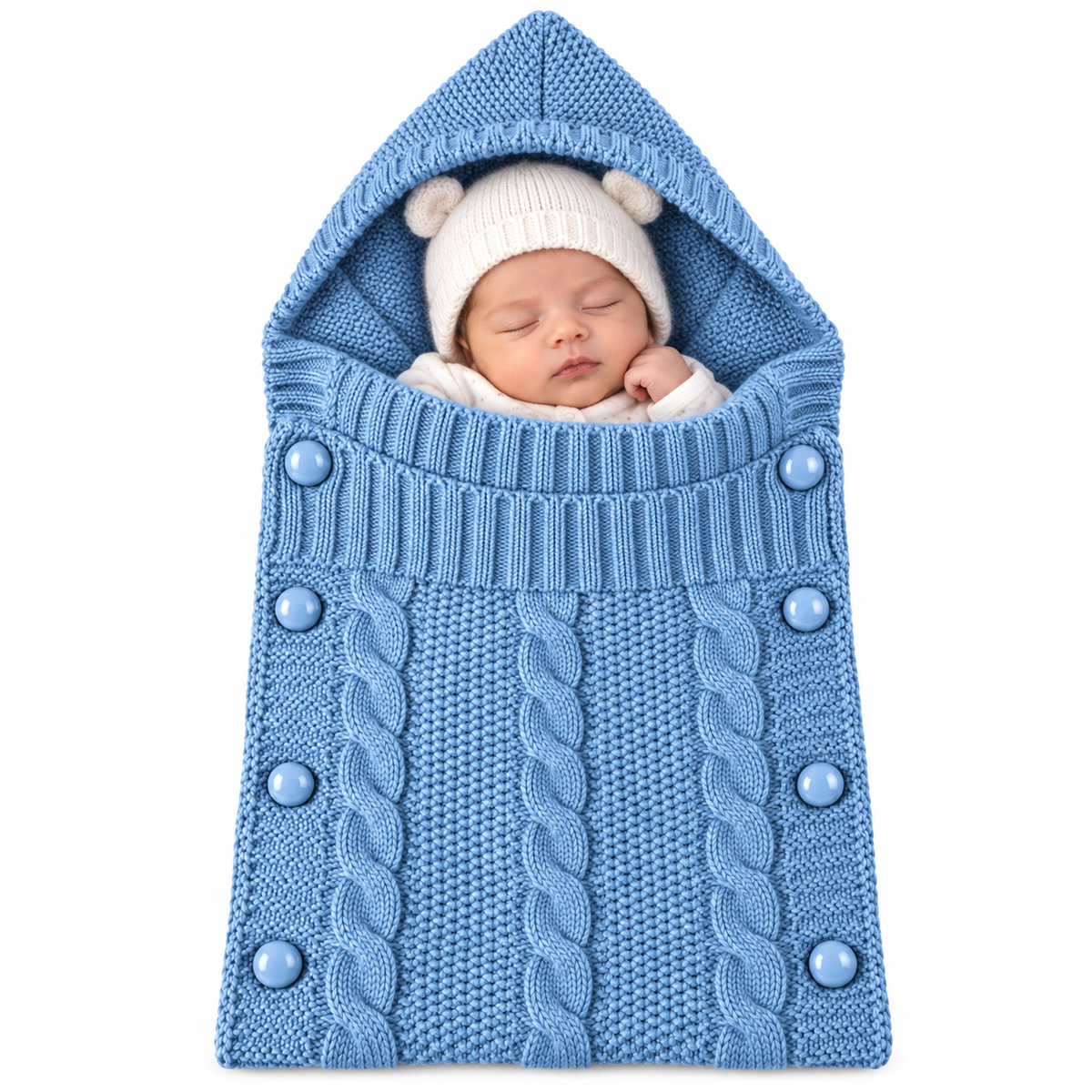 Woolen Baby Sleeping Wrap | Cable Knit Swaddle Wrap | 0-3 Months