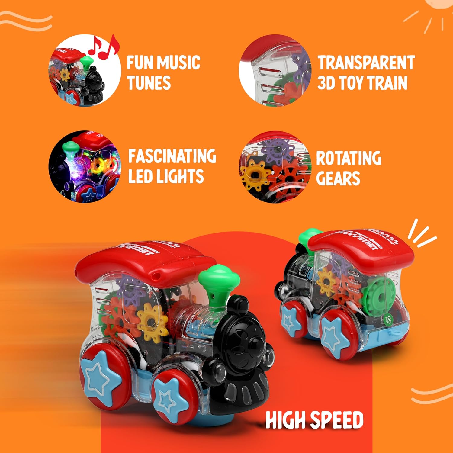 Gooyo Gear Train Dynamic Musical Train Toy with LED Lights