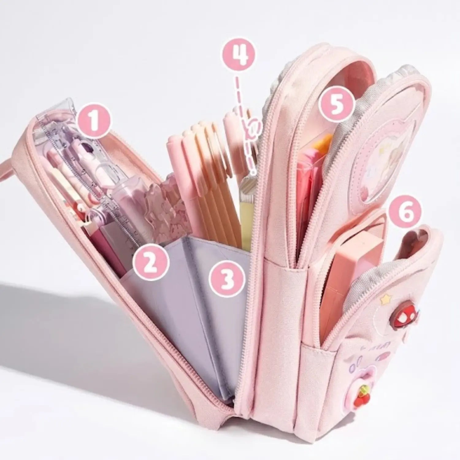 3 Layer 6 Compartment Large Pencil Case | Aesthetic Pouch