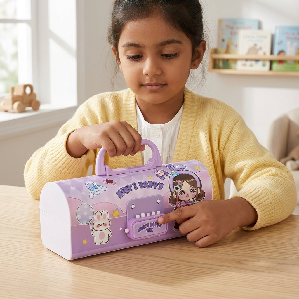 Password Pencil Case with Handle | Stationery Box for Kids | 3-12 Years