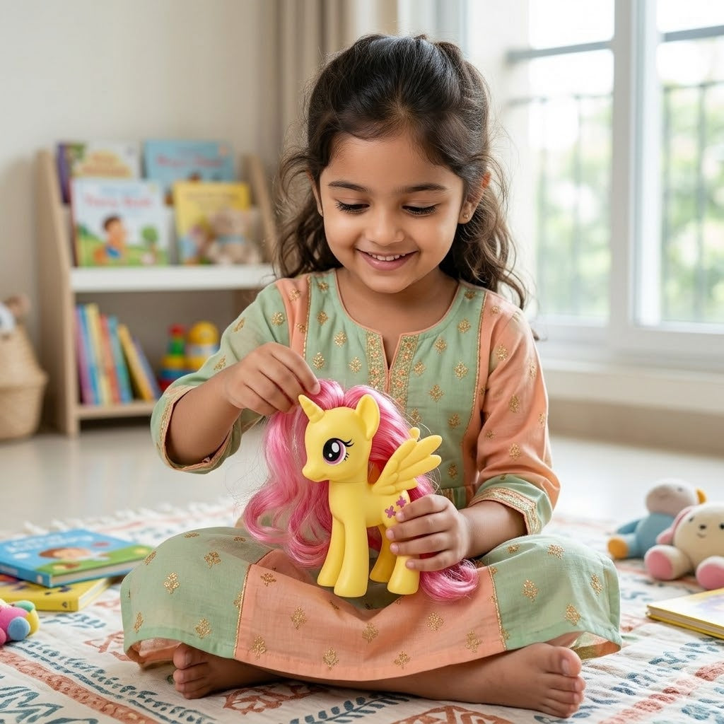 Unicorn Pony Figure Toy | Yellow Pegasus with Long Stylable Mane | Girls