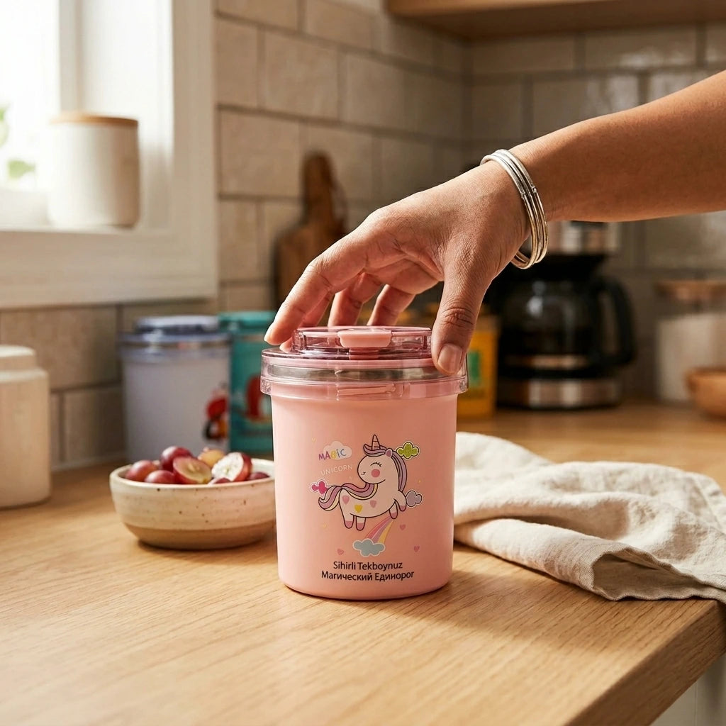 Insulated Soup and Snack Jar | Steel Food Flask with Straw and Spoon
