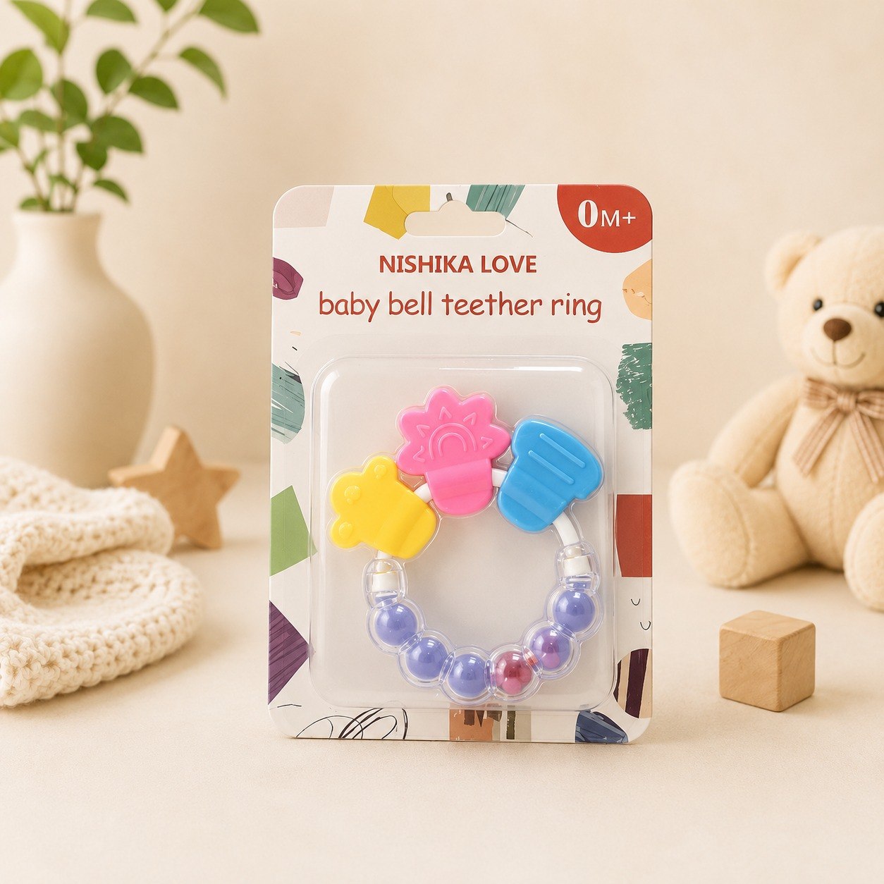 Rattle Ring Teether for Babies | Colorful Teething Rattle Toy for Newborns | 0 Months and Above