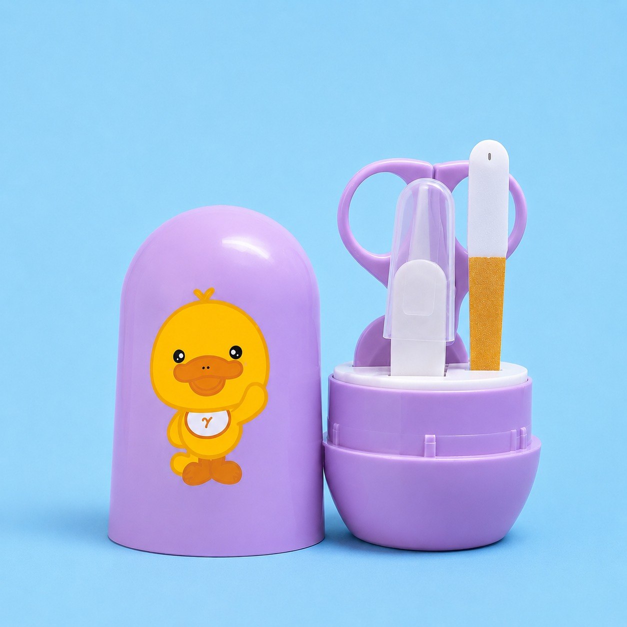 Baby Nail Care Kit with Cute Duck Case | 4 in 1 Manicure Set for Newborns and Infants | Available in Multiple Colors