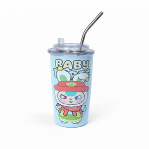 Stainless Steel Tumbler with Straw - Cute Cartoon Sipper Cup for Boys & Girls