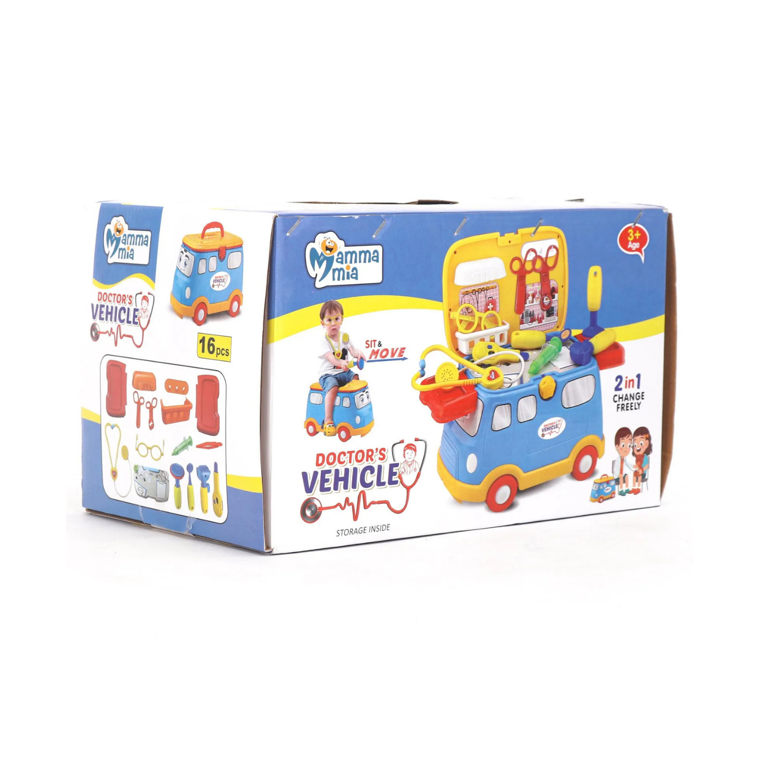 Kids Vehicle Set – 2-in-1 Kitchen / Doctor / Fashion Set with Accessories | Pretend Role Play Toy | Gift for Kids 3+ Years