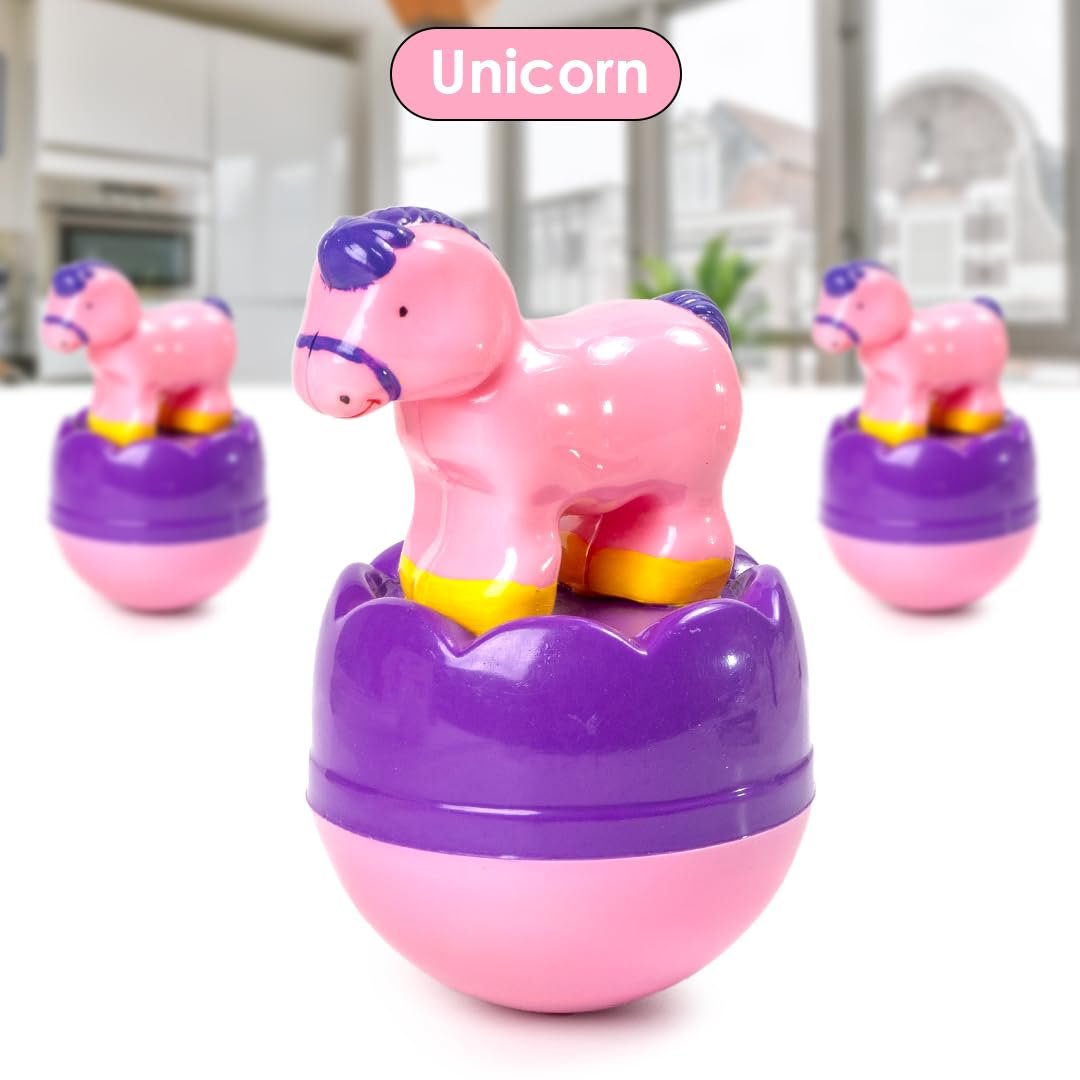 Unicorn Roly Poly Wobbling Bell Sounds Musical Rattling Toy