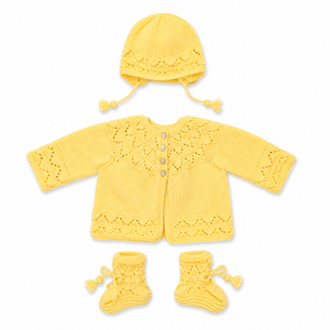 Hand knitted baby sweater set in multicolour wool with matching cap and booties, Little Smile Store