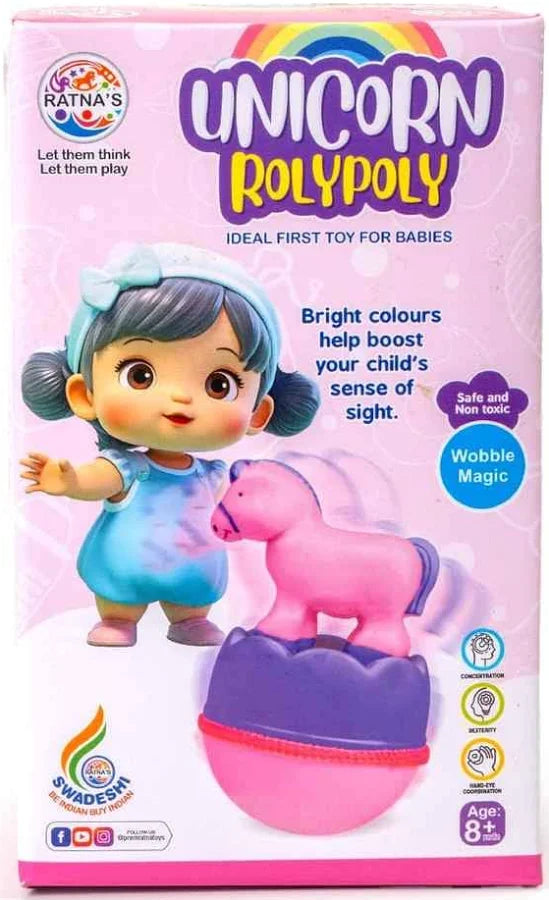 Unicorn Roly Poly Wobbling Bell Sounds Musical Rattling Toy
